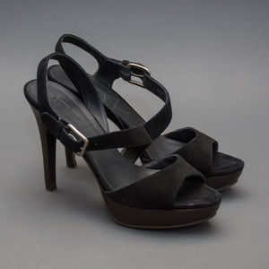 J. Crew Black Asymetrical Suede Heels